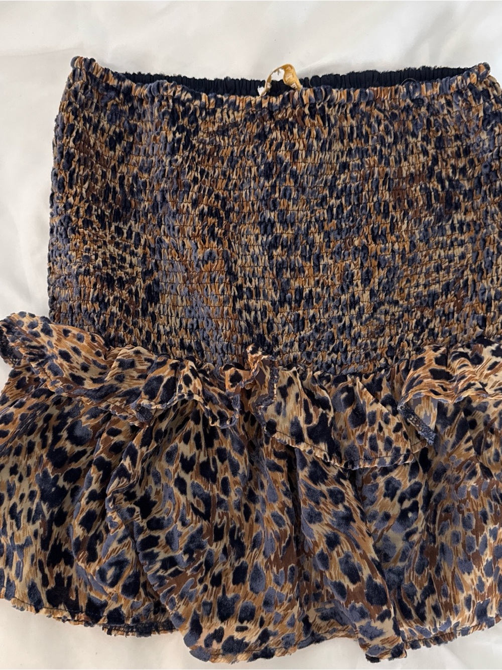 Karlie Leopard Print Smocked Mini Skirt - Brown/Black